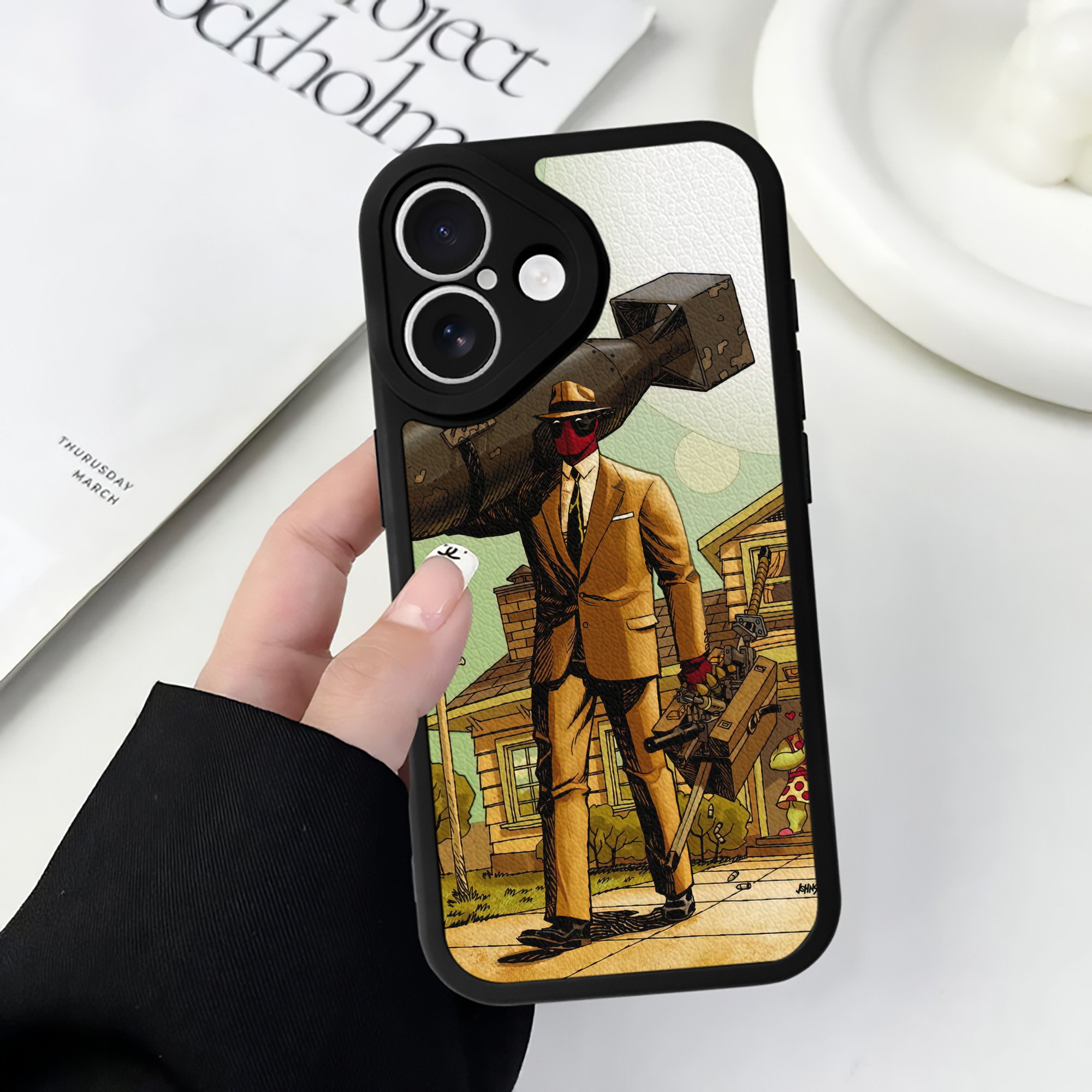 （画像用） Deadpool デッドプール 【iPhone 16シリーズ対応】シリコンスマホケース（レザー調） 材質：シリコン